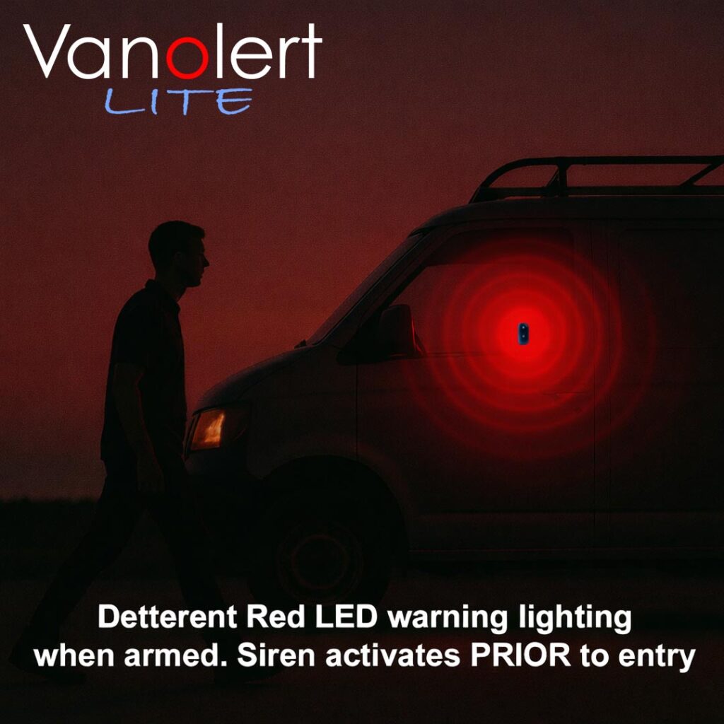 Van alarm system with warning light